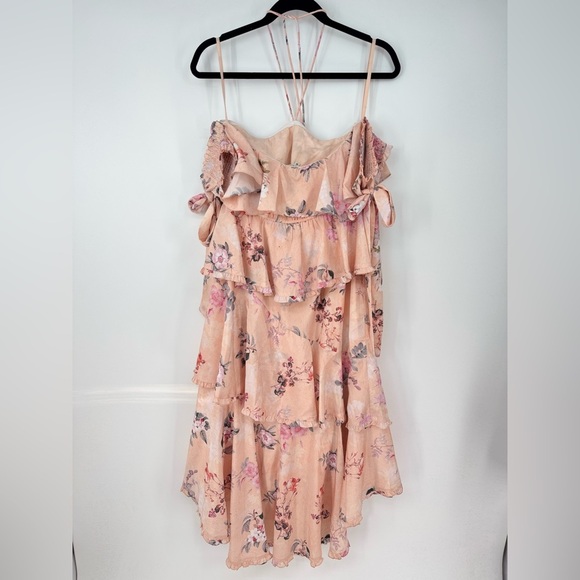 White Sand Off the Shoulder Sleeve Bow Ruffled Mini Dress - Picture 3 of 5